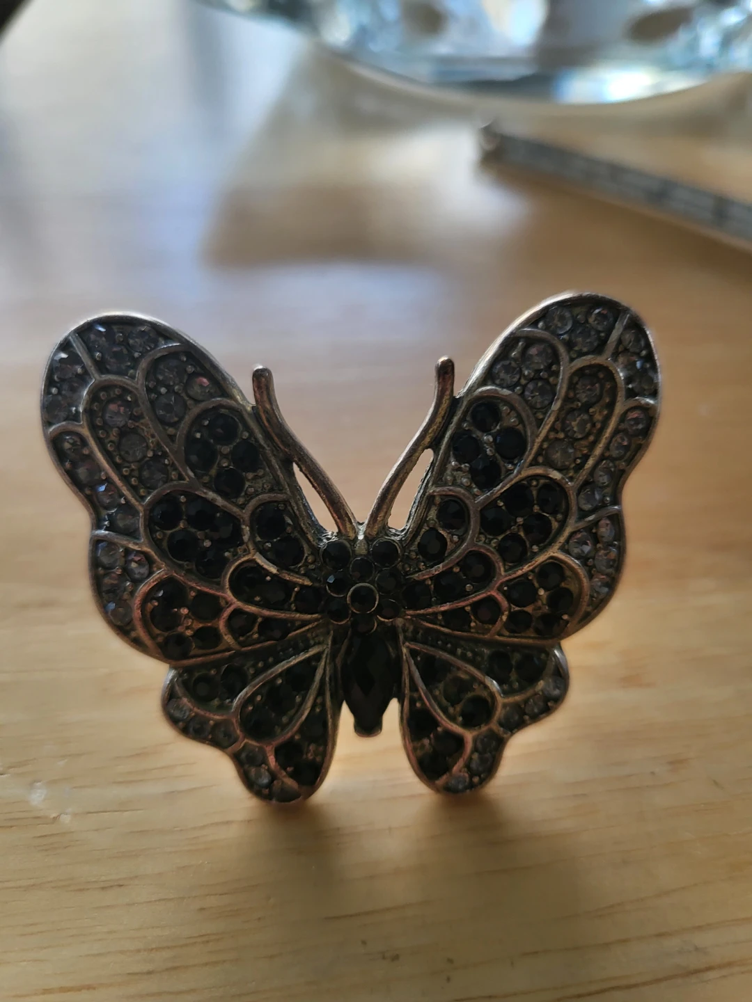 Butterfly Ring with Black and Clear Stones - photo 4
