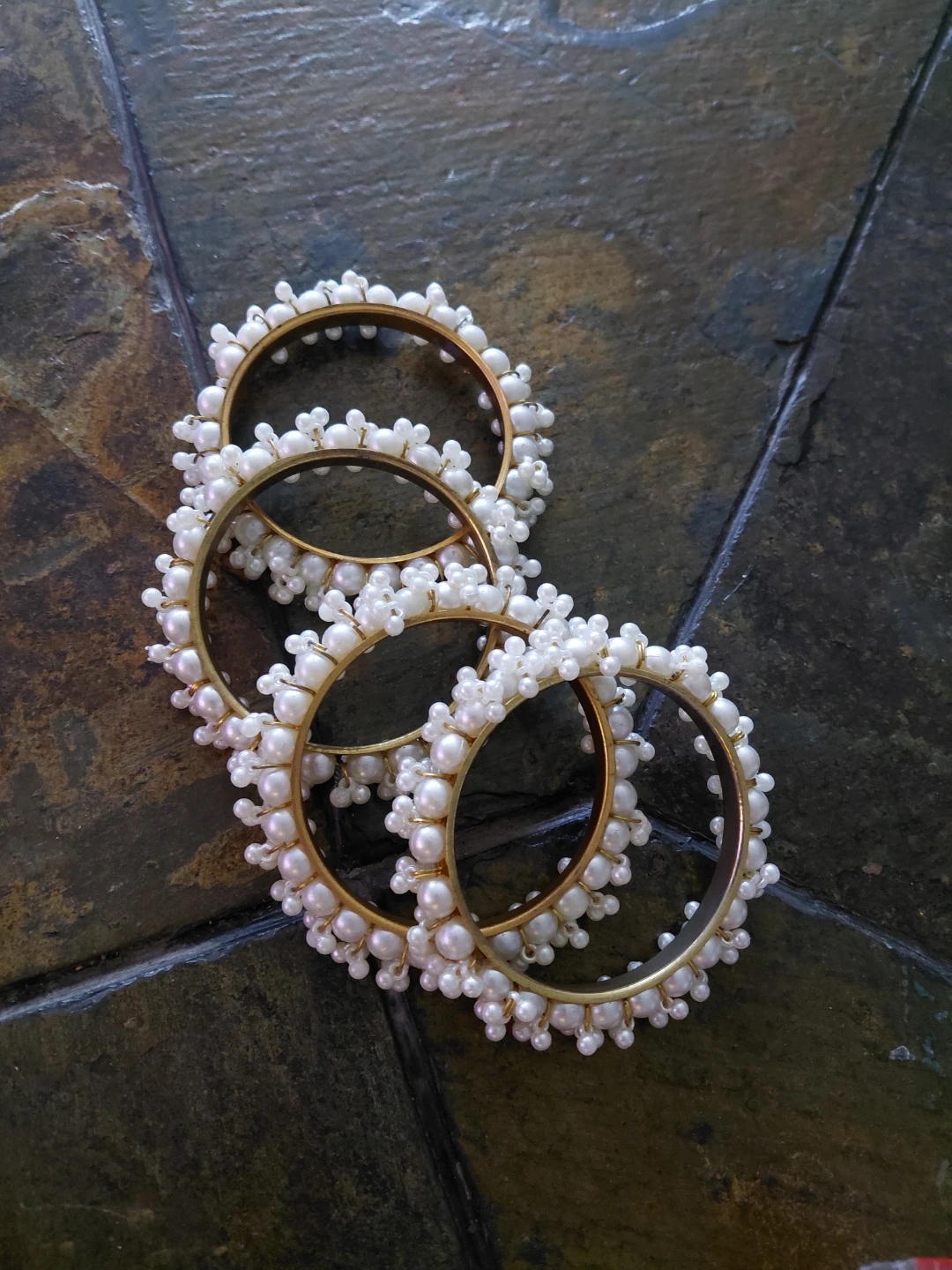 Set of 4 Pearl Beaded Bangles - photo 2