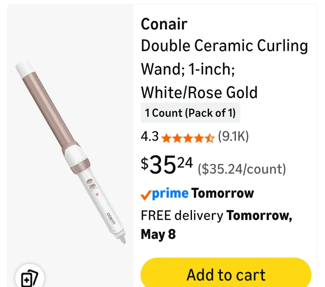 Conair Double Ceramic Curling Wand 1-inch White/Rose Gold - photo 3
