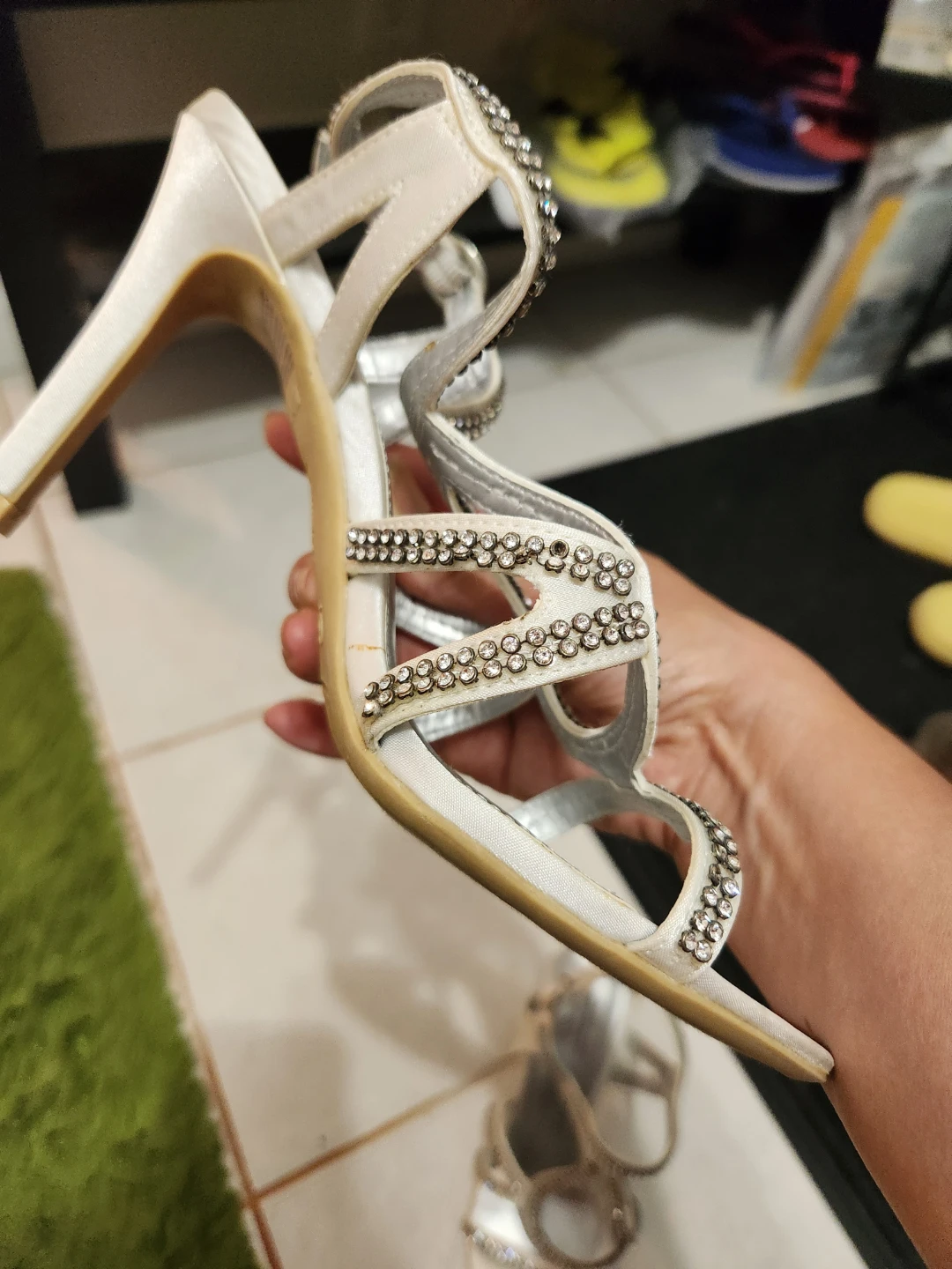 White Bejeweled Strappy Heels - photo 3
