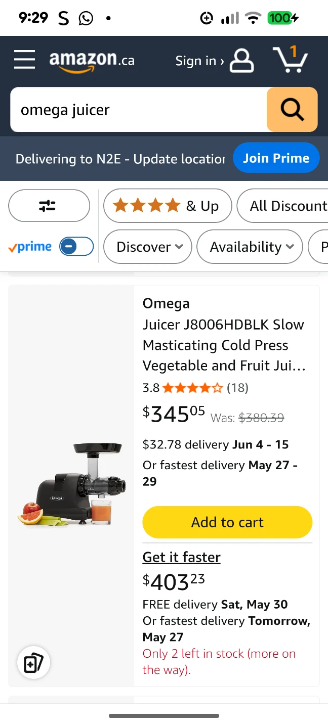 Omega Juicer J8006HDBLK Slow Masticating Juicer