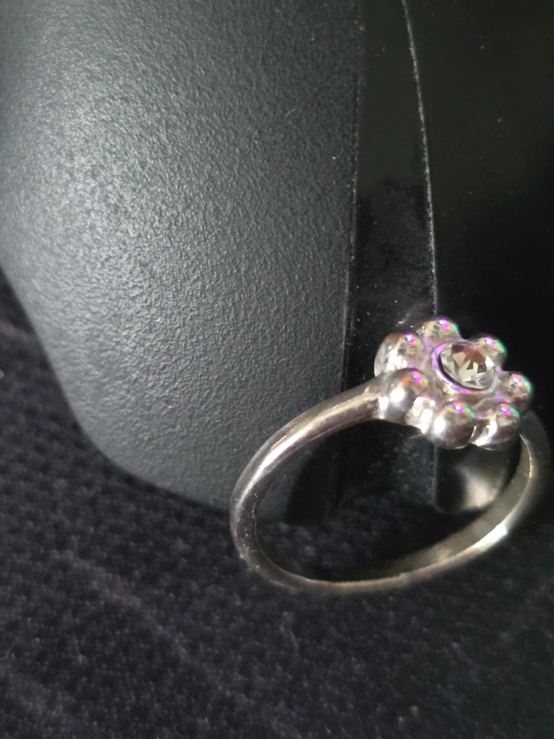 Silver-tone Flower Ring with Clear Stone size8-8,5 - photo 2