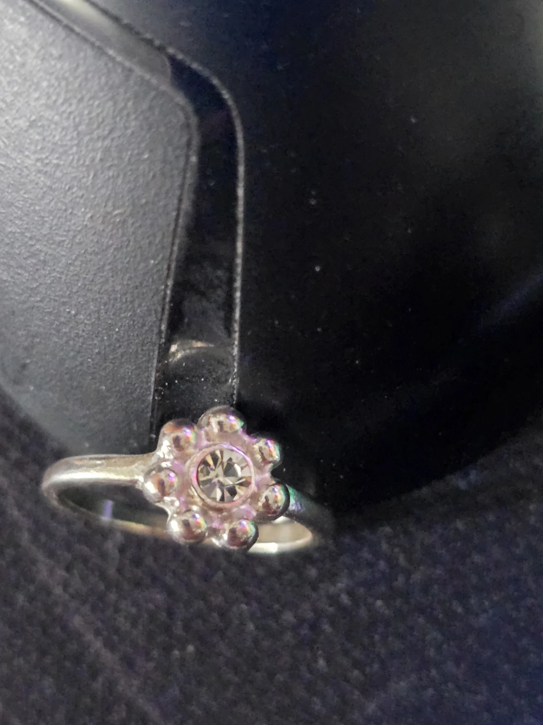 Silver-tone Flower Ring with Clear Stone size8-8,5 - photo 4