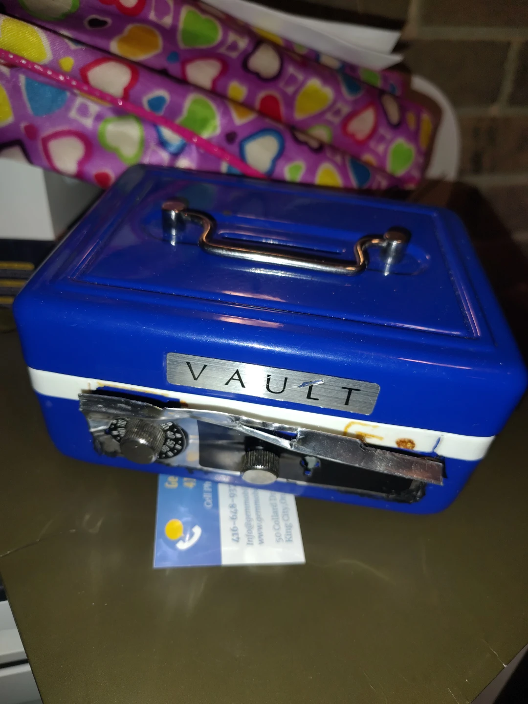 Blue Metal "VAULT" Lock Box