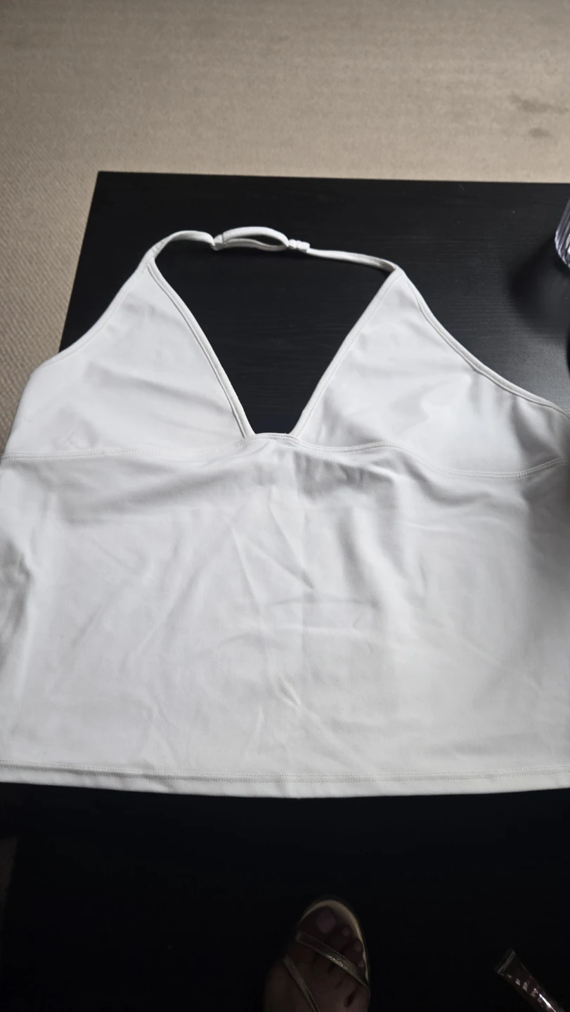 Garage Sleek Plunge Halter Top Bright White TG/XL
