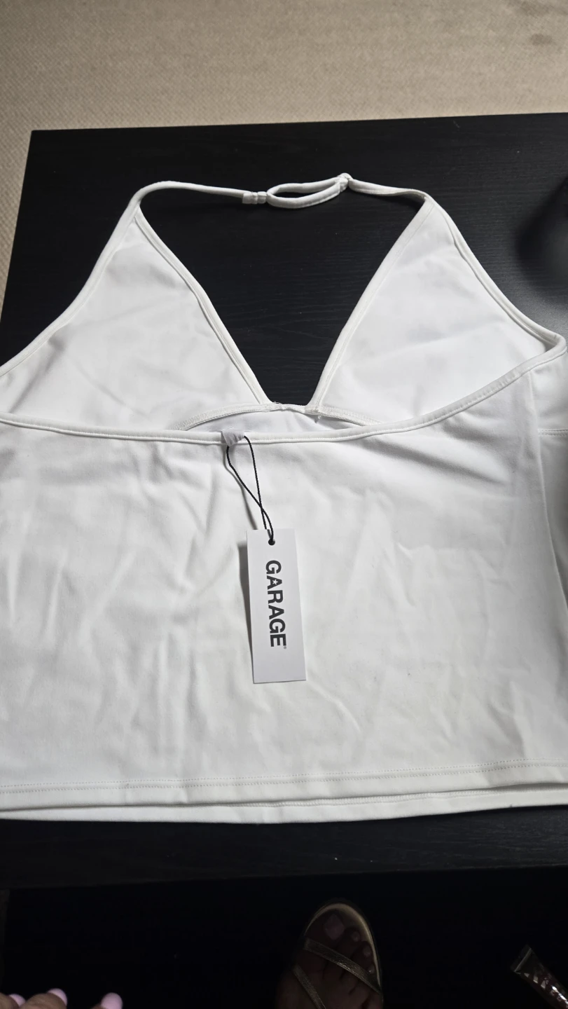 Garage Sleek Plunge Halter Top Bright White TG/XL - photo 2