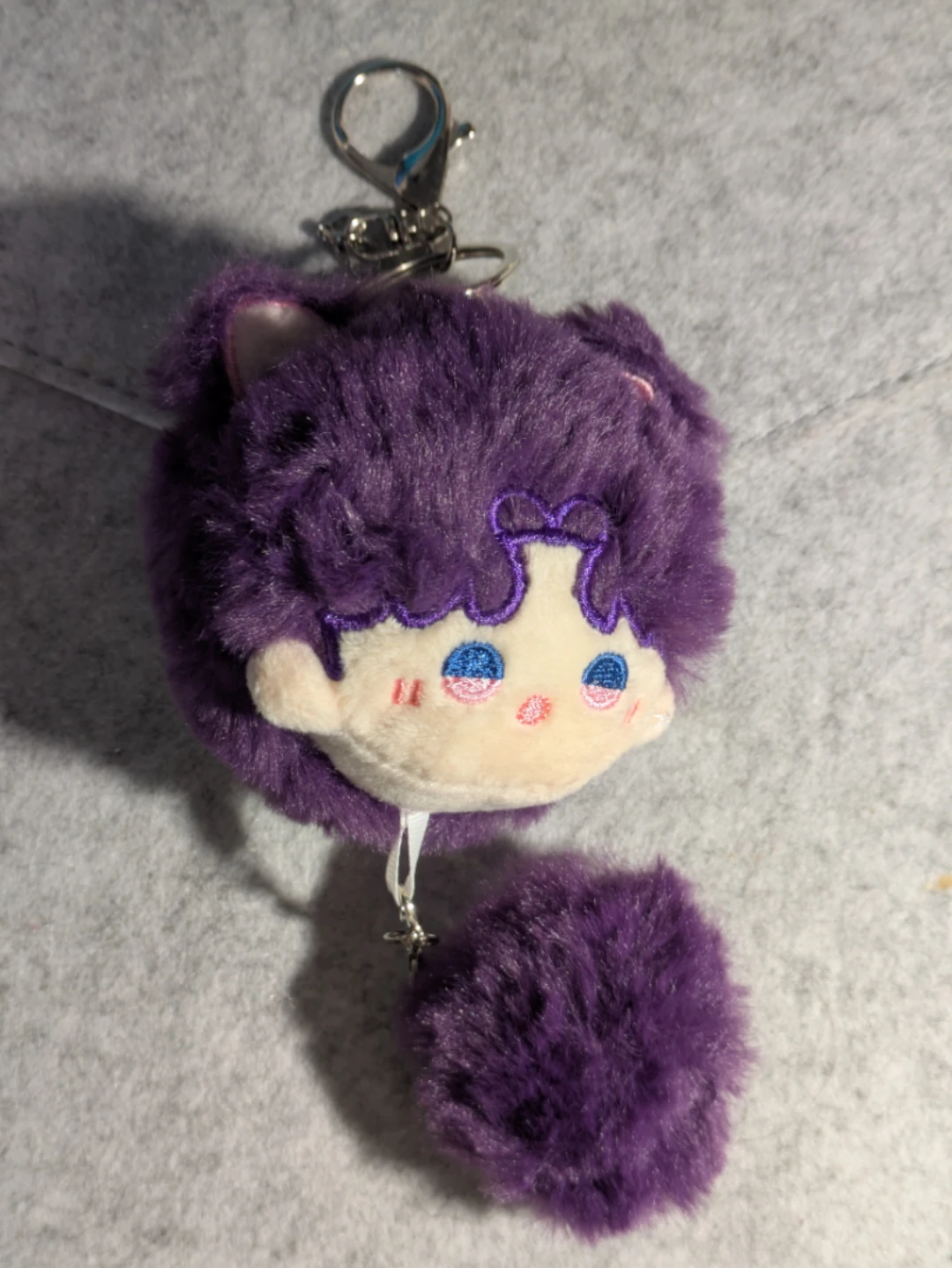 LOVE&DEEPSPACE Cat Rafayel Purple Fluffy Keychain