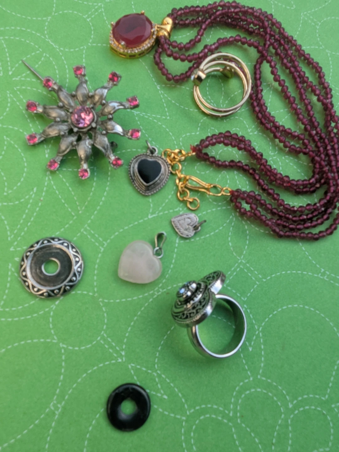 Assorted Jewellery Lot - Necklace, Rings, Pendants & Brooch