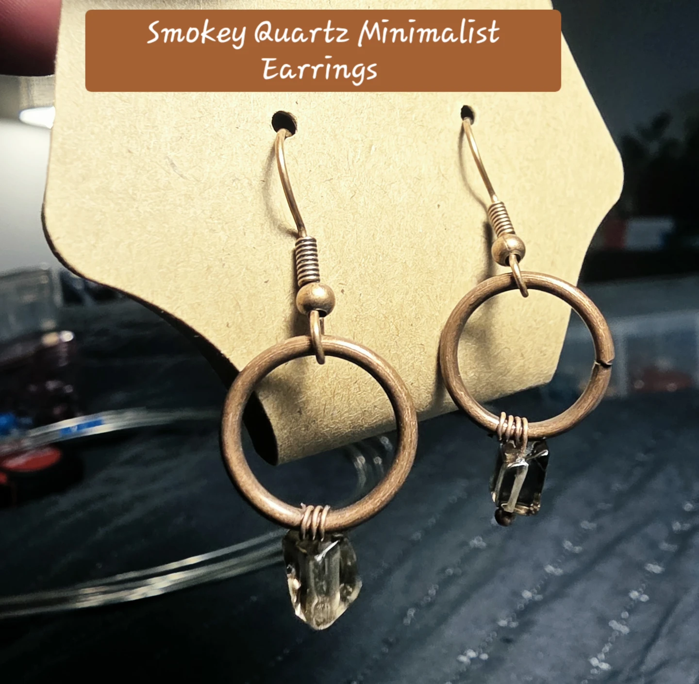 Smokey Quartz Minimalist Hoop Earrings - photo 2