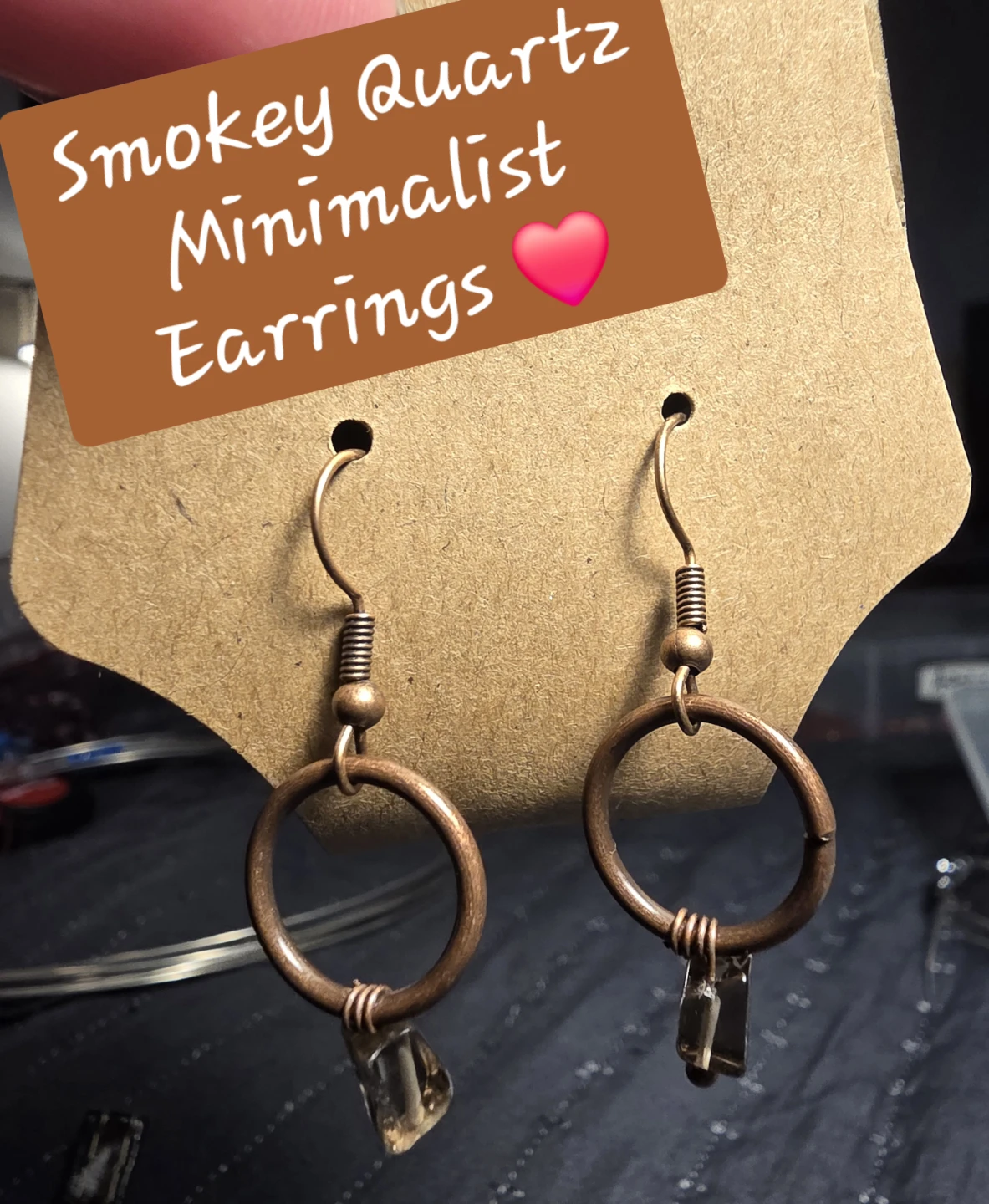 Smokey Quartz Minimalist Hoop Earrings - photo 3