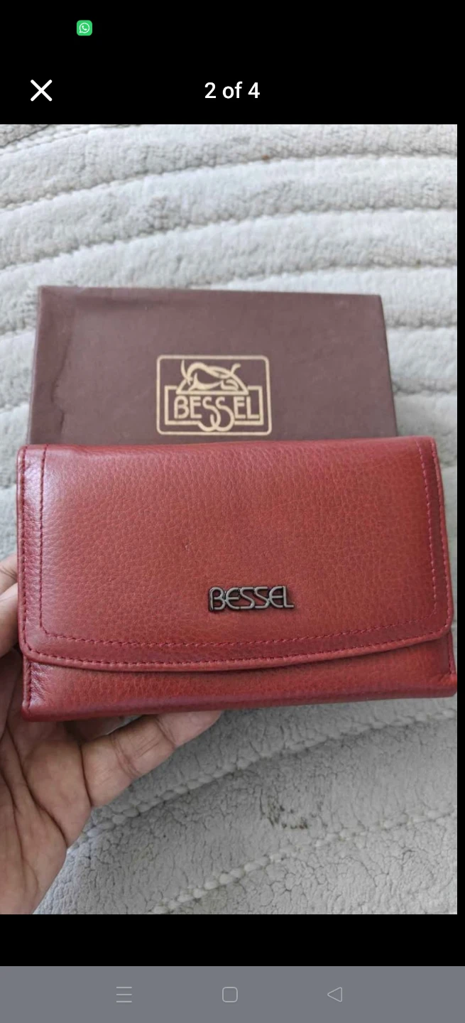 Bessel Women's Red Leather Wallet with Box