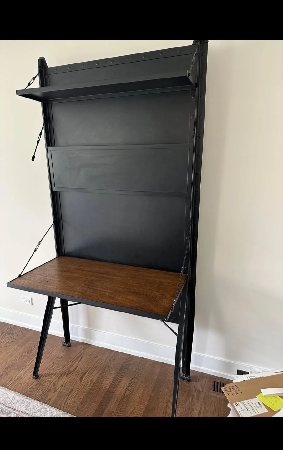 Wall Mounted Fold Down Desk with Shelves - photo 3