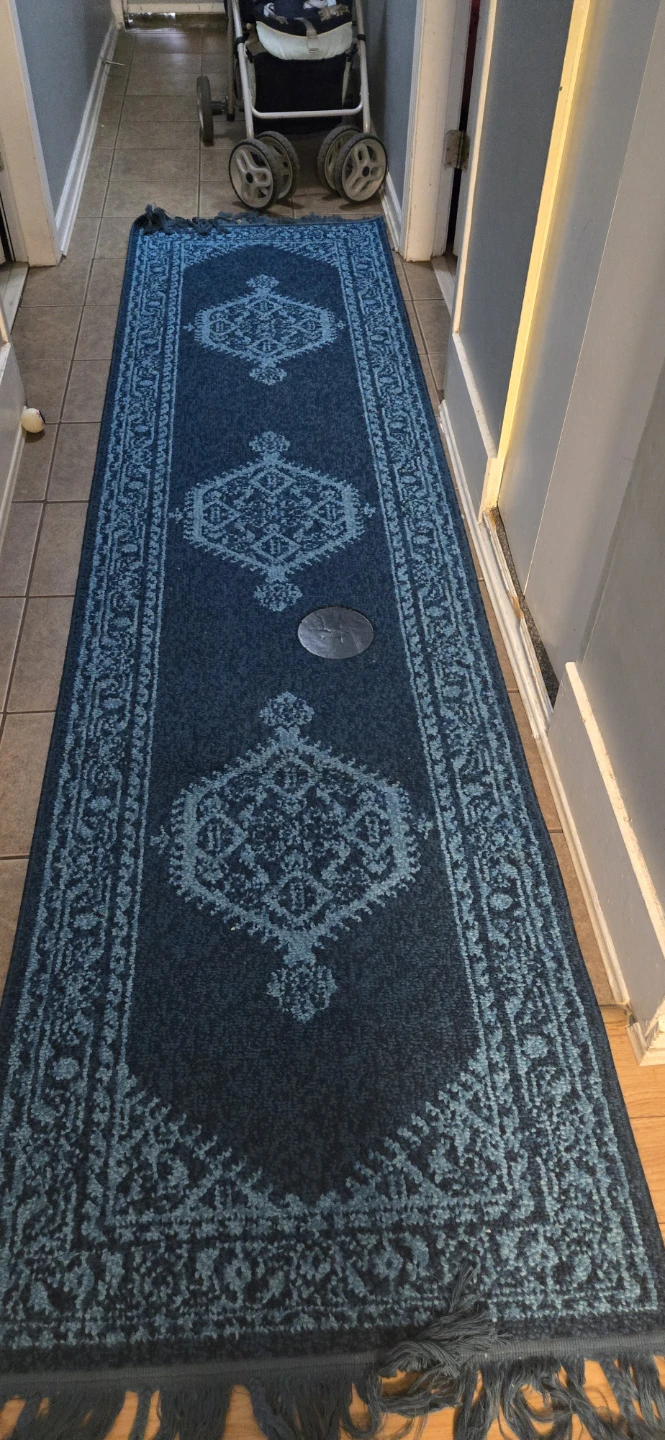 Blue Persian Style Runner Rug with Tassels