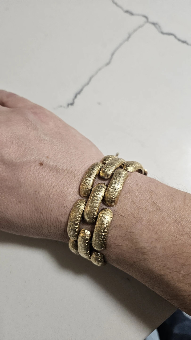 Monet Gold Tone Textured Link Bracelet - photo 3