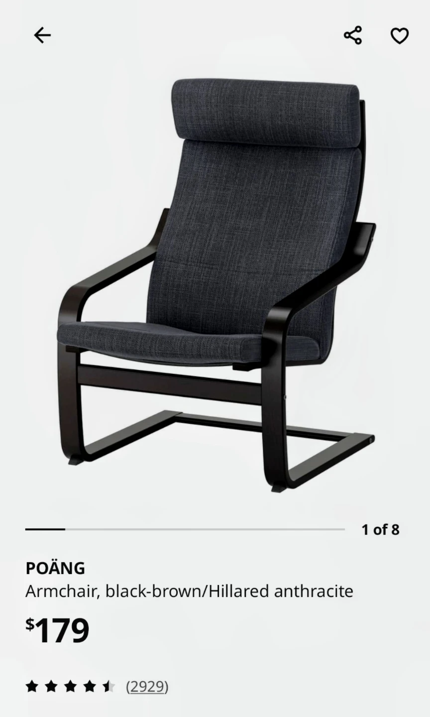 IKEA POÄNG Armchair - Hillared Anthracite - photo 2