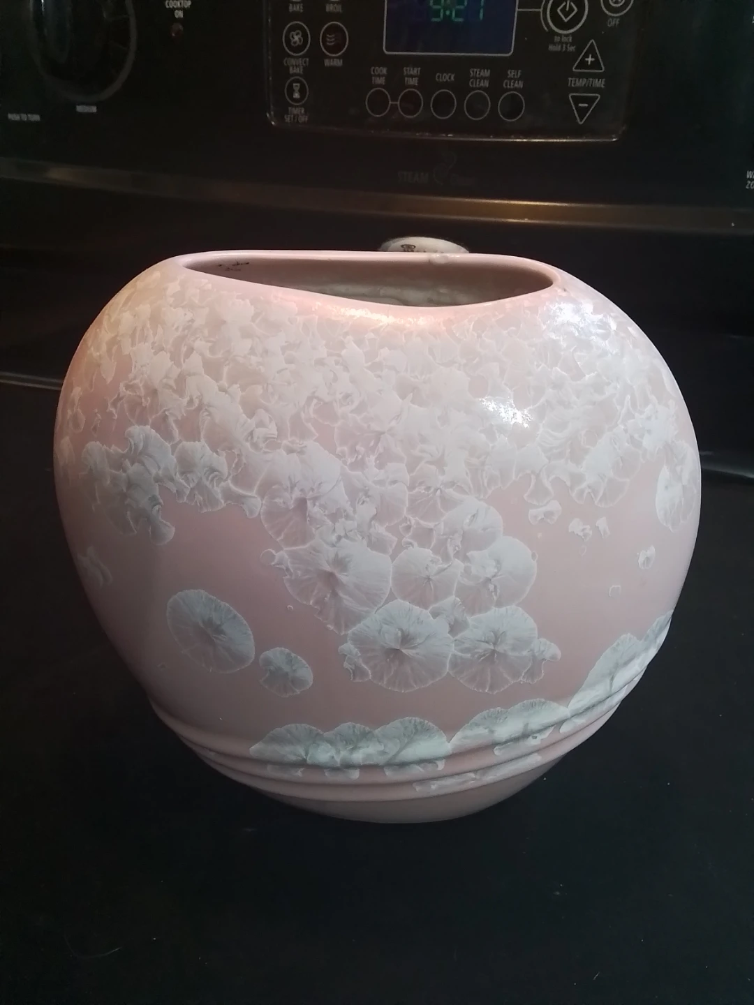 Vintage 1980s Chinese Crystalline Glazed Porcelain Flat Vase - photo 2
