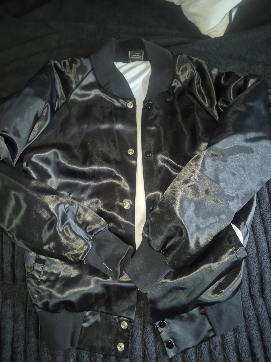 Kylie Black Bomber Jacket with Lip Design Size M - photo 4