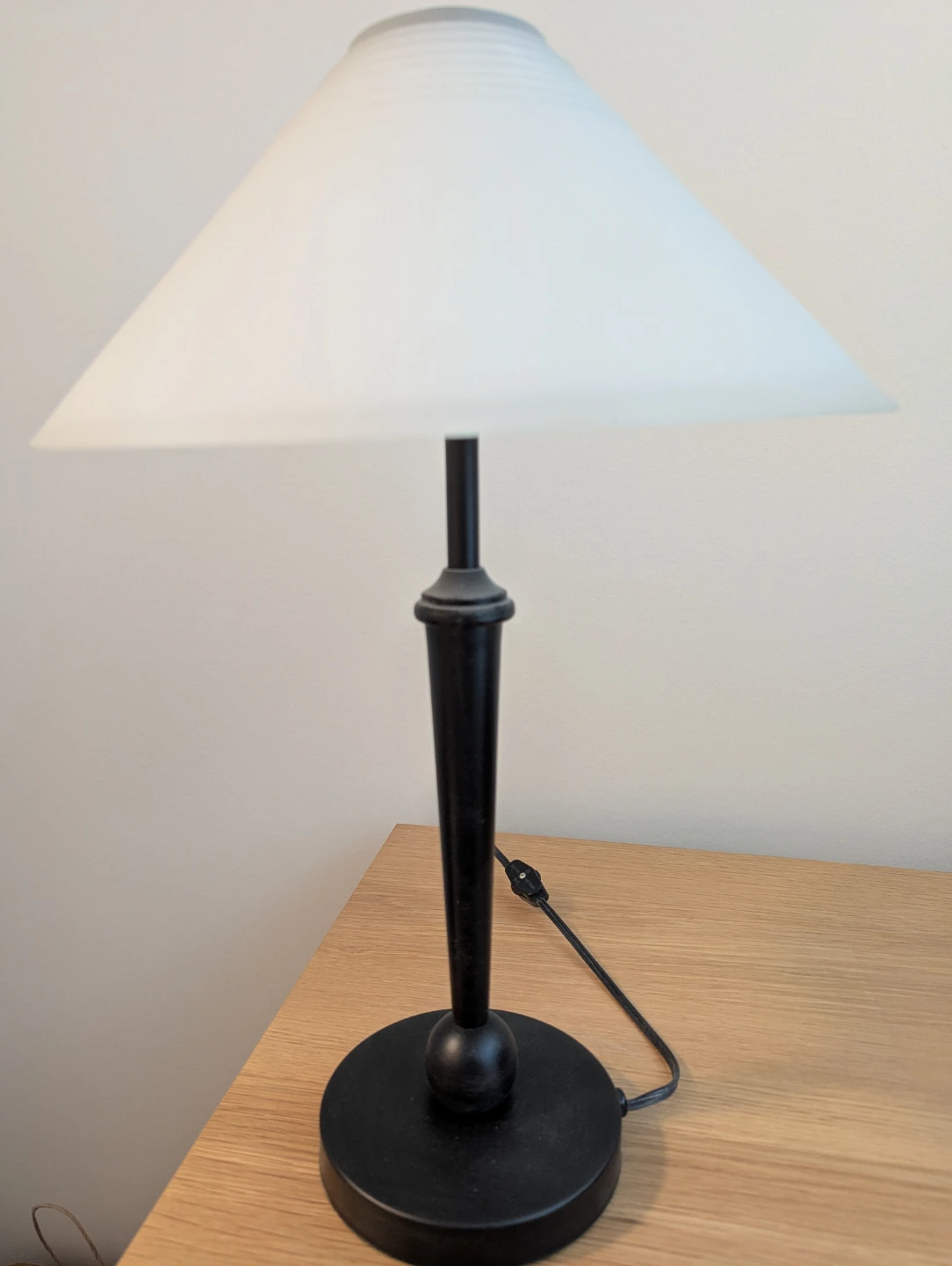 Black Table Lamp with Frosted Glass Shade