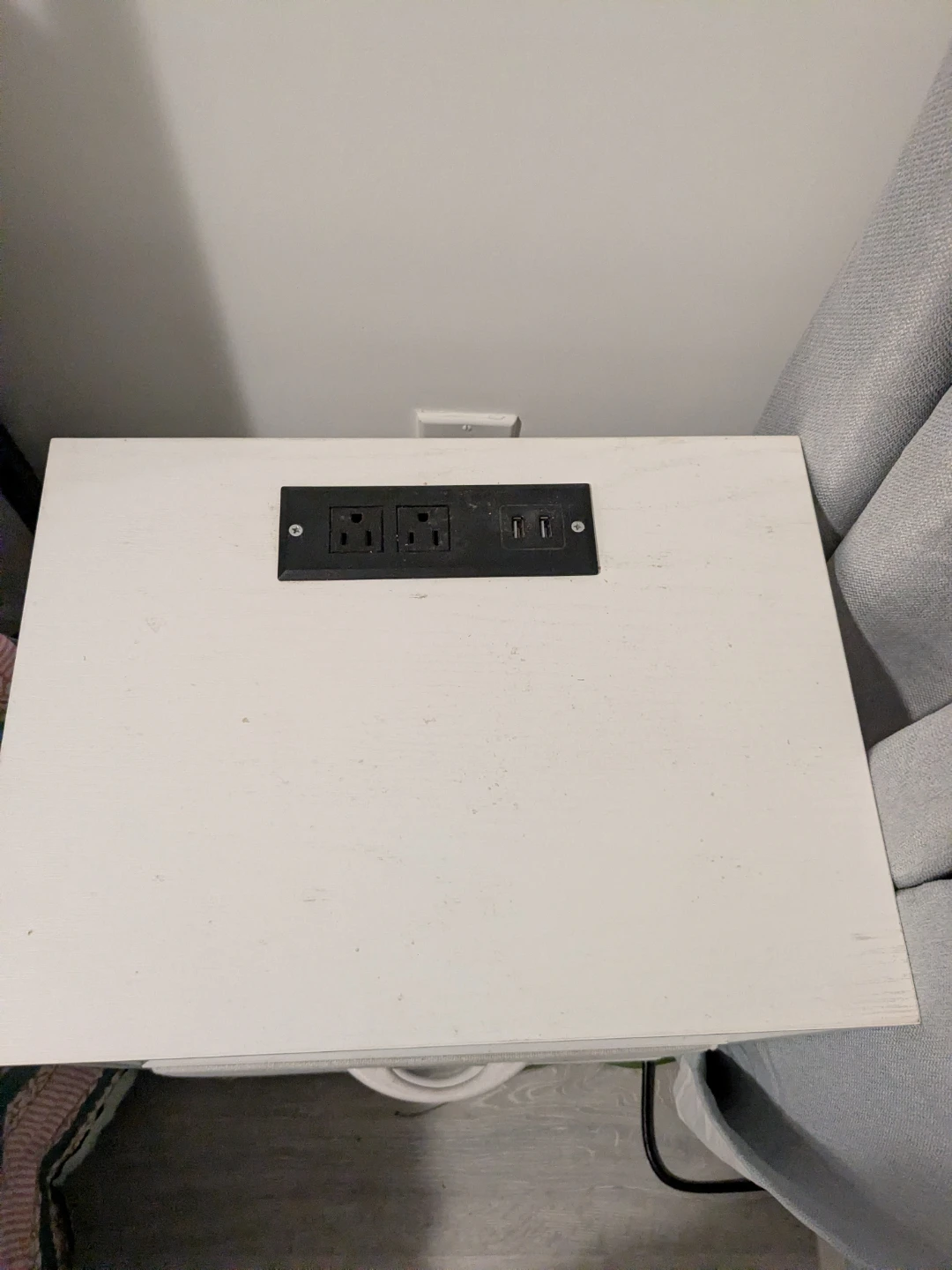White Nightstand with Built-in Power Outlets and USB Ports - photo 2