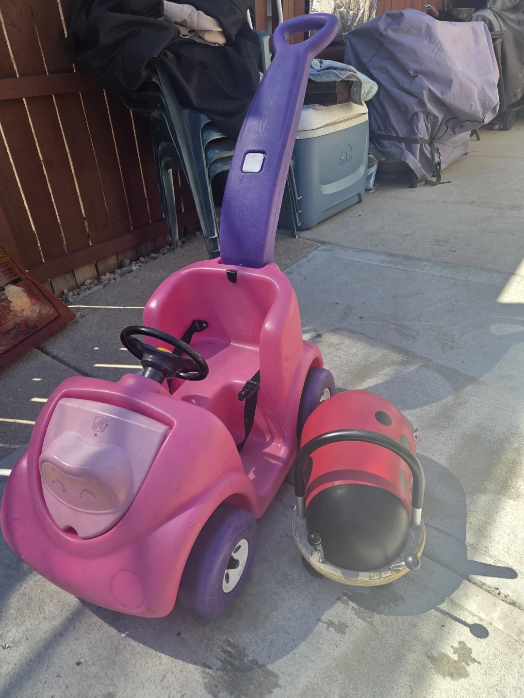 Pink Push Car with Ladybug Trailer - photo 2