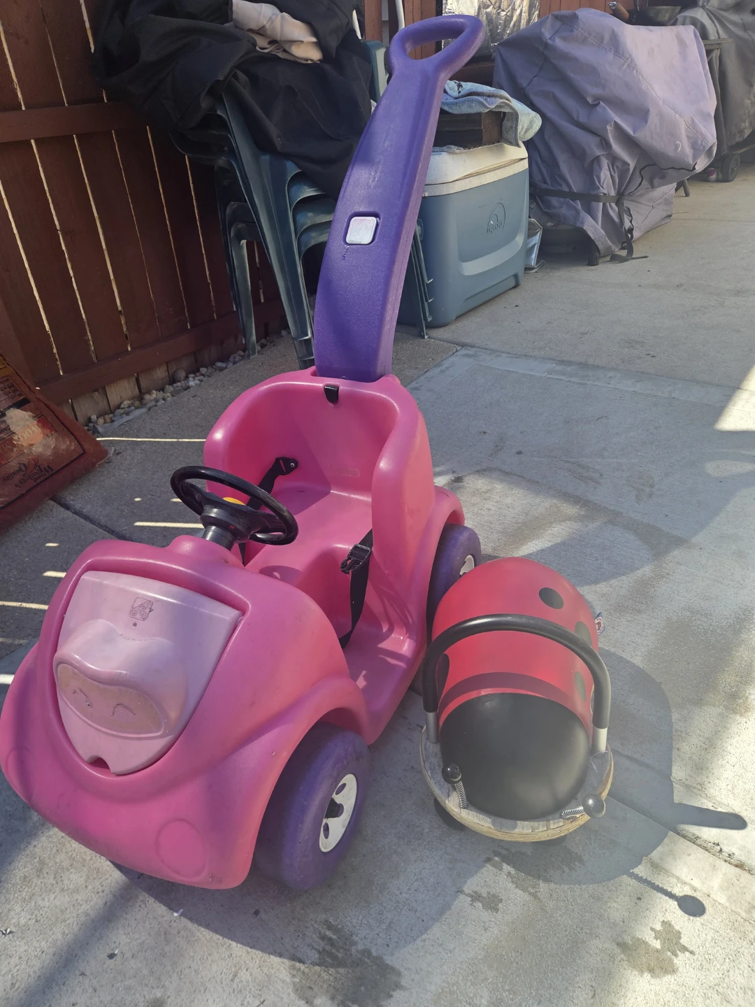 Pink Push Car with Ladybug Trailer - photo 3