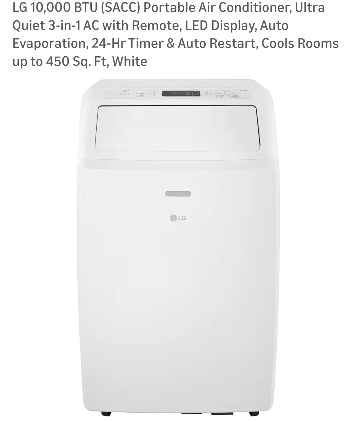 LG 10,000 BTU Portable Air Conditioner - 6893