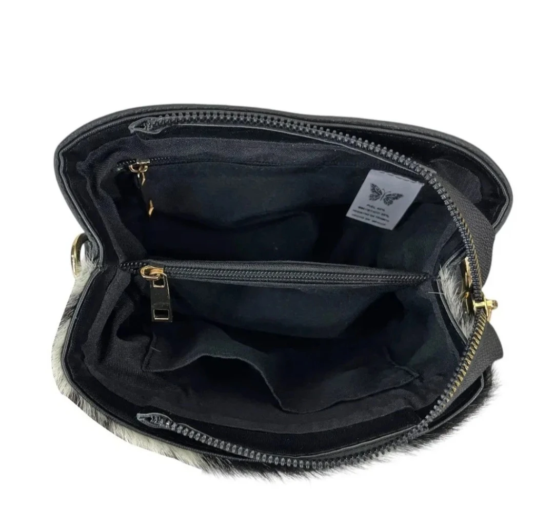 Cowhide & Black Leather Shoulder Bag - photo 5
