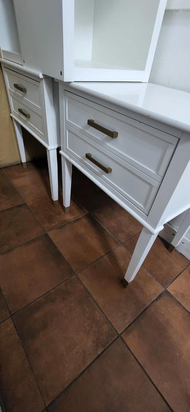 White 2-Drawer Nightstand with Gold Handles - photo 2