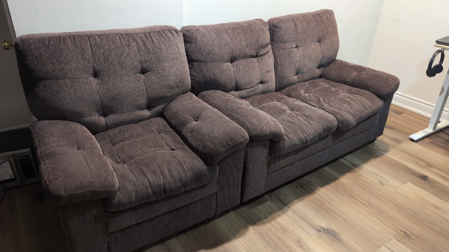 Brown Corduroy Sofa - photo 3