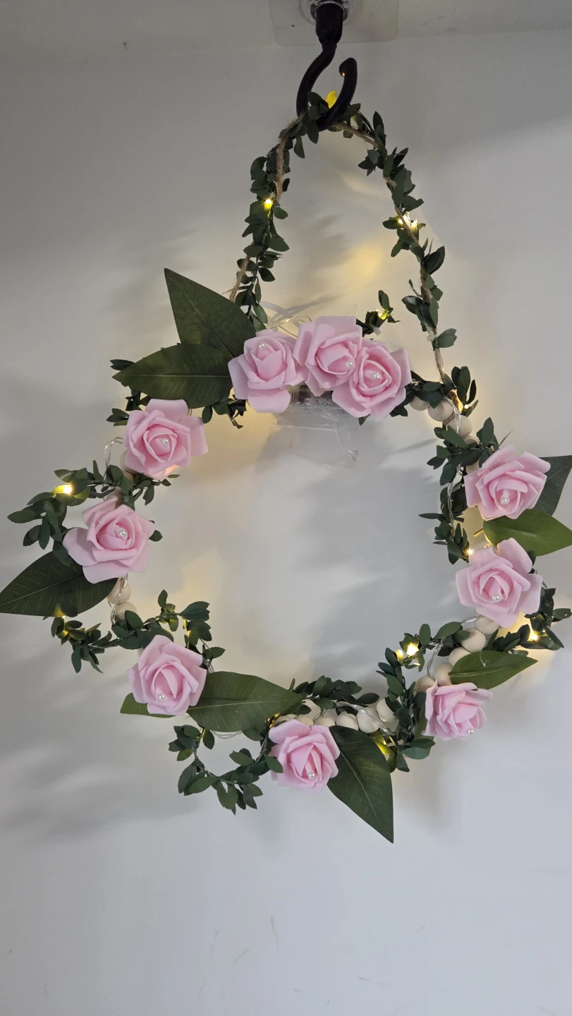 Pearl Floral Wreath with LED Lights