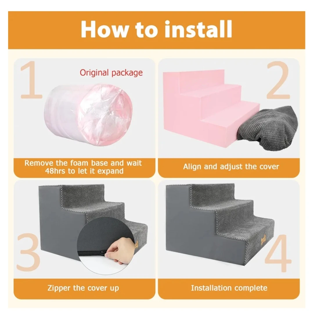 Nepfaivy Dog Stairs Steps Grey 45x40x34cm
