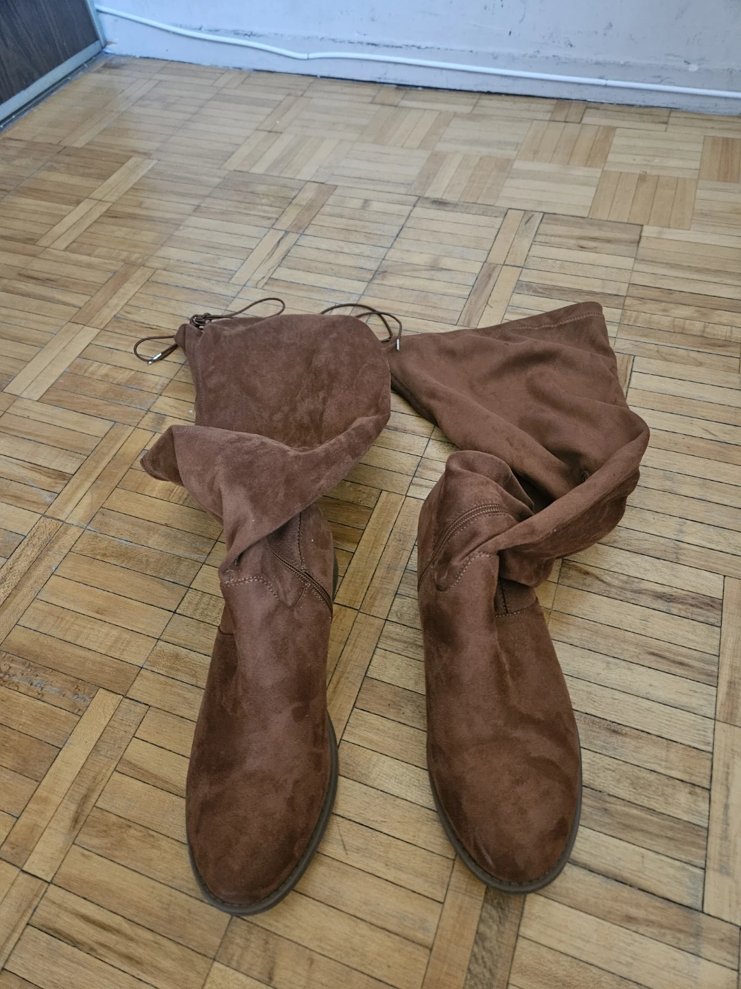 Brown Suede-like Over-the-Knee Boots