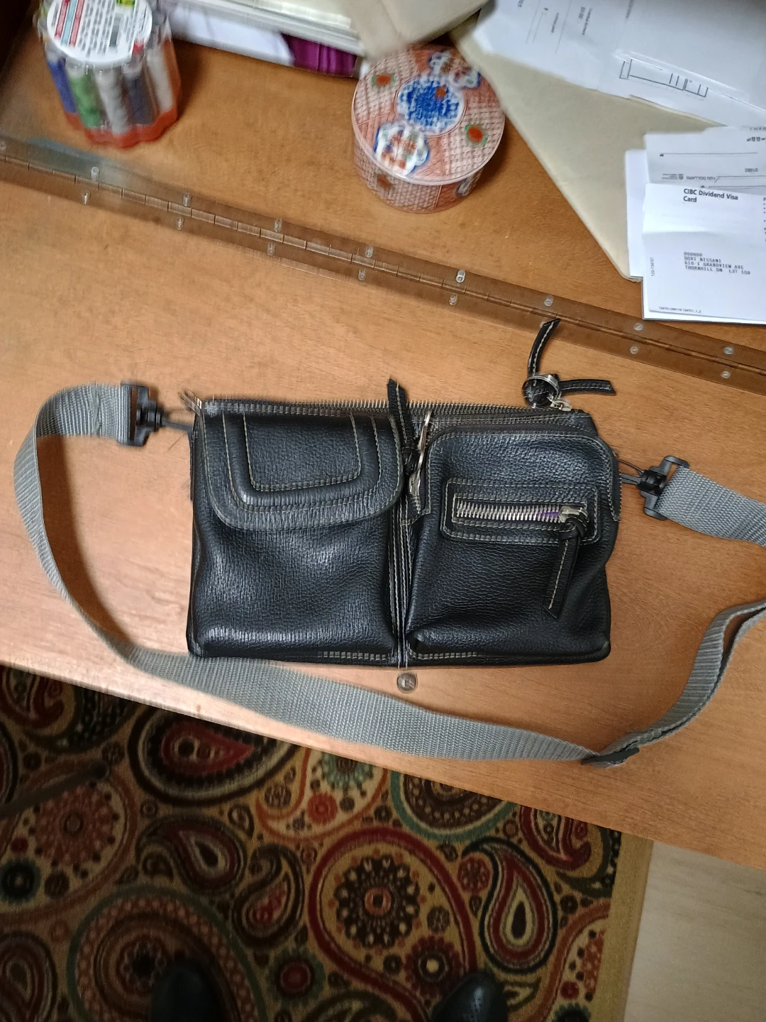 Black Leather Crossbody Bag