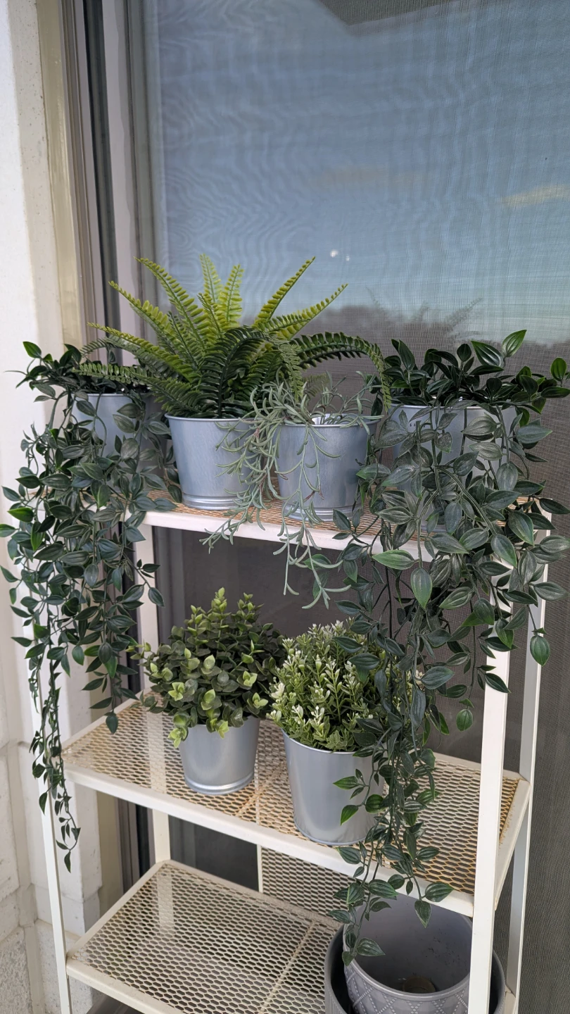 Artificial Plant Set with Grey Pots