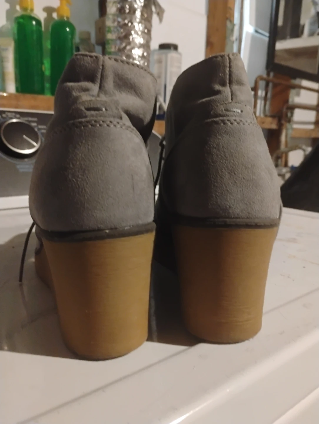 Grey Suede Wedge Ankle Boots - photo 2
