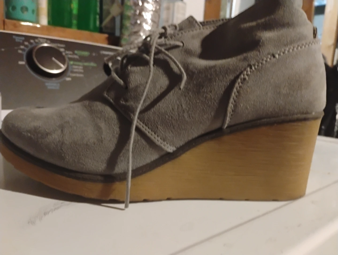 Grey Suede Wedge Ankle Boots - photo 3