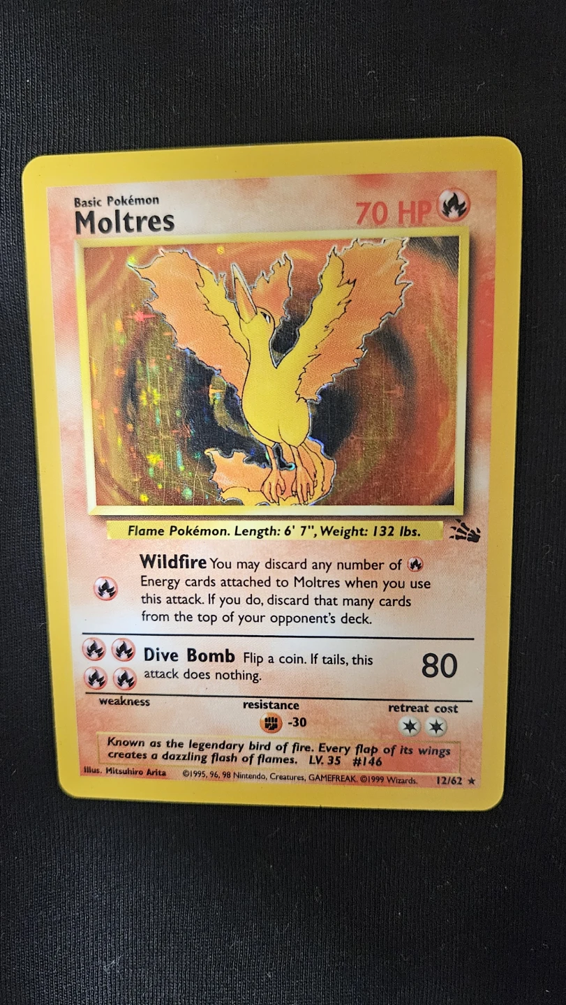 Moltres Fossil Holo Pokemon Card - photo 4