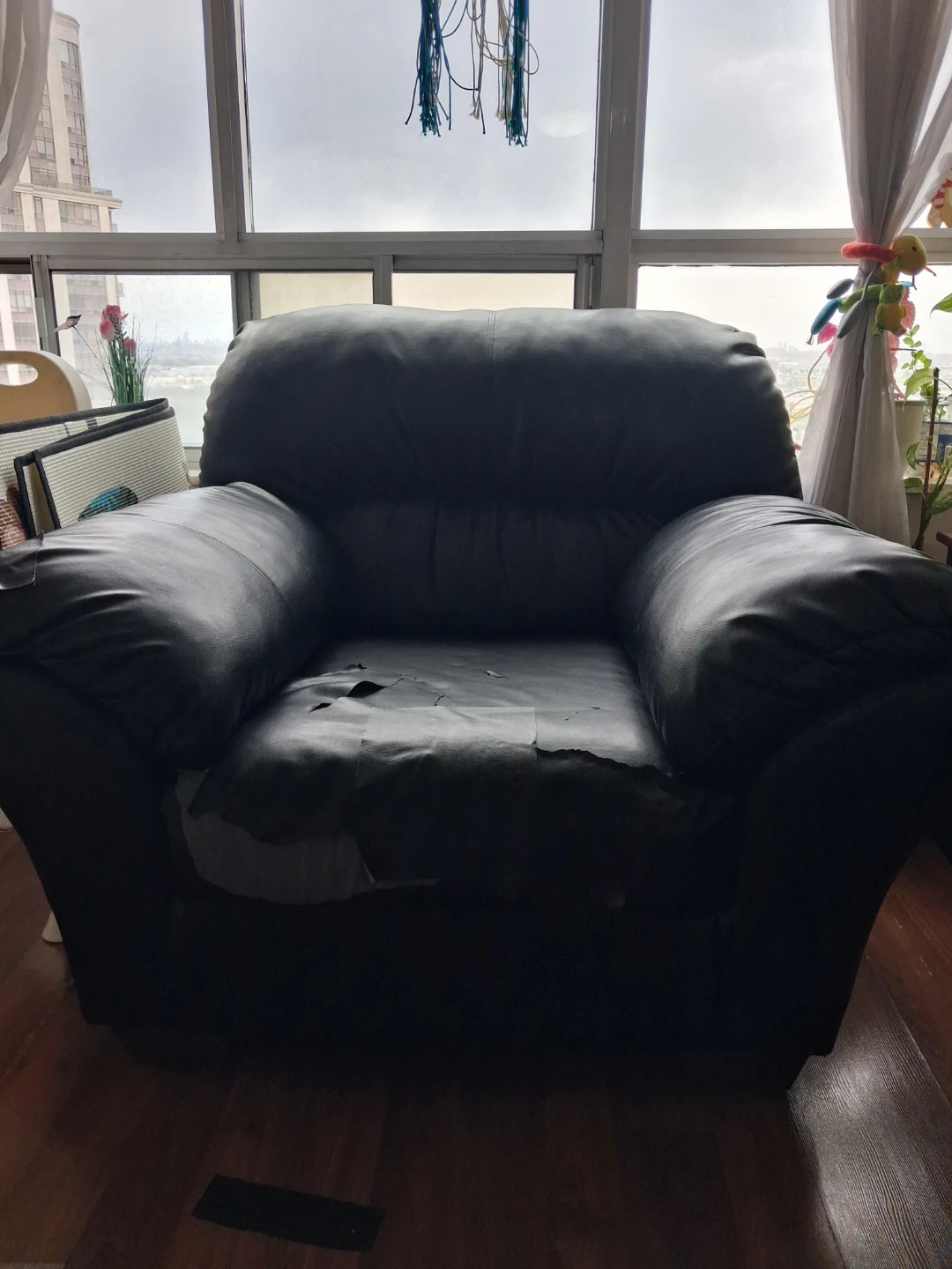Black Faux Leather Sofa