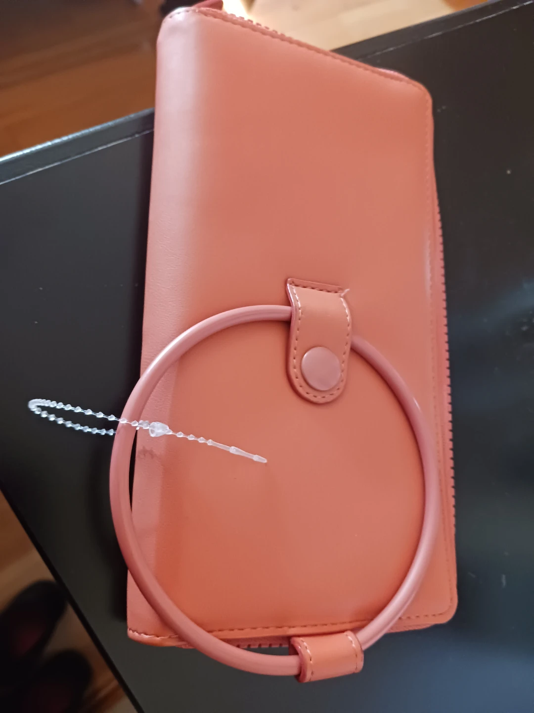 Coral Zip Around Wallet with Wristlet Ring