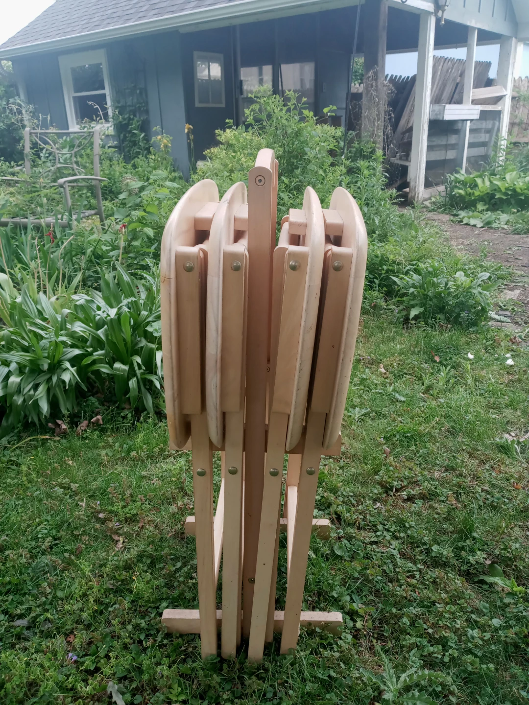 Set of 4 Wood Folding Tray Table - photo 2