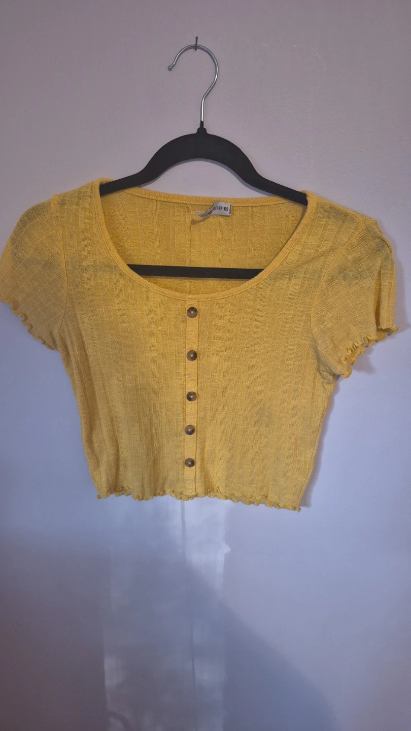 FB Sister Yellow Cropped Button-Up Top