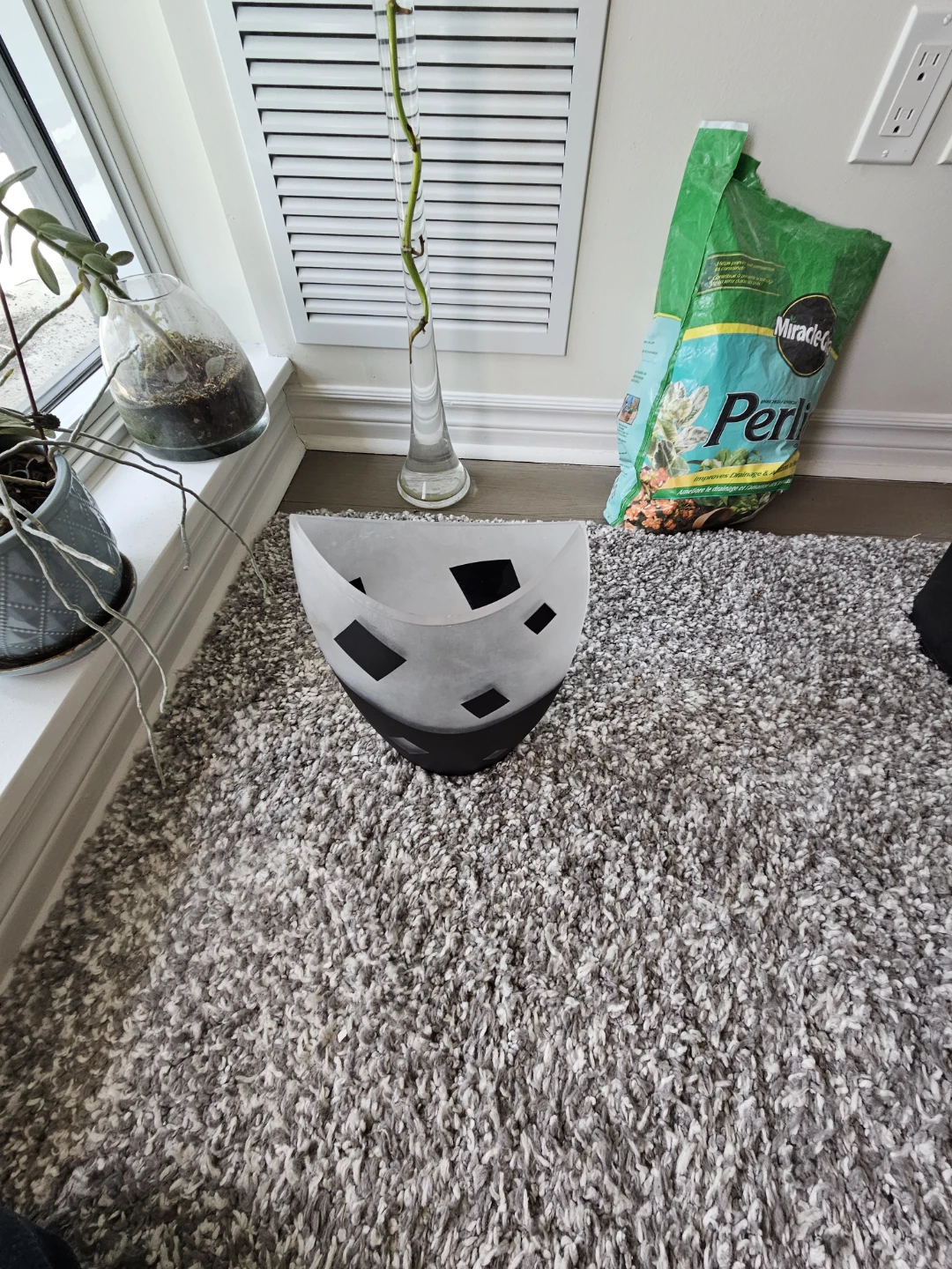 Modern Frosted Glass Vase with Black Accents - photo 4