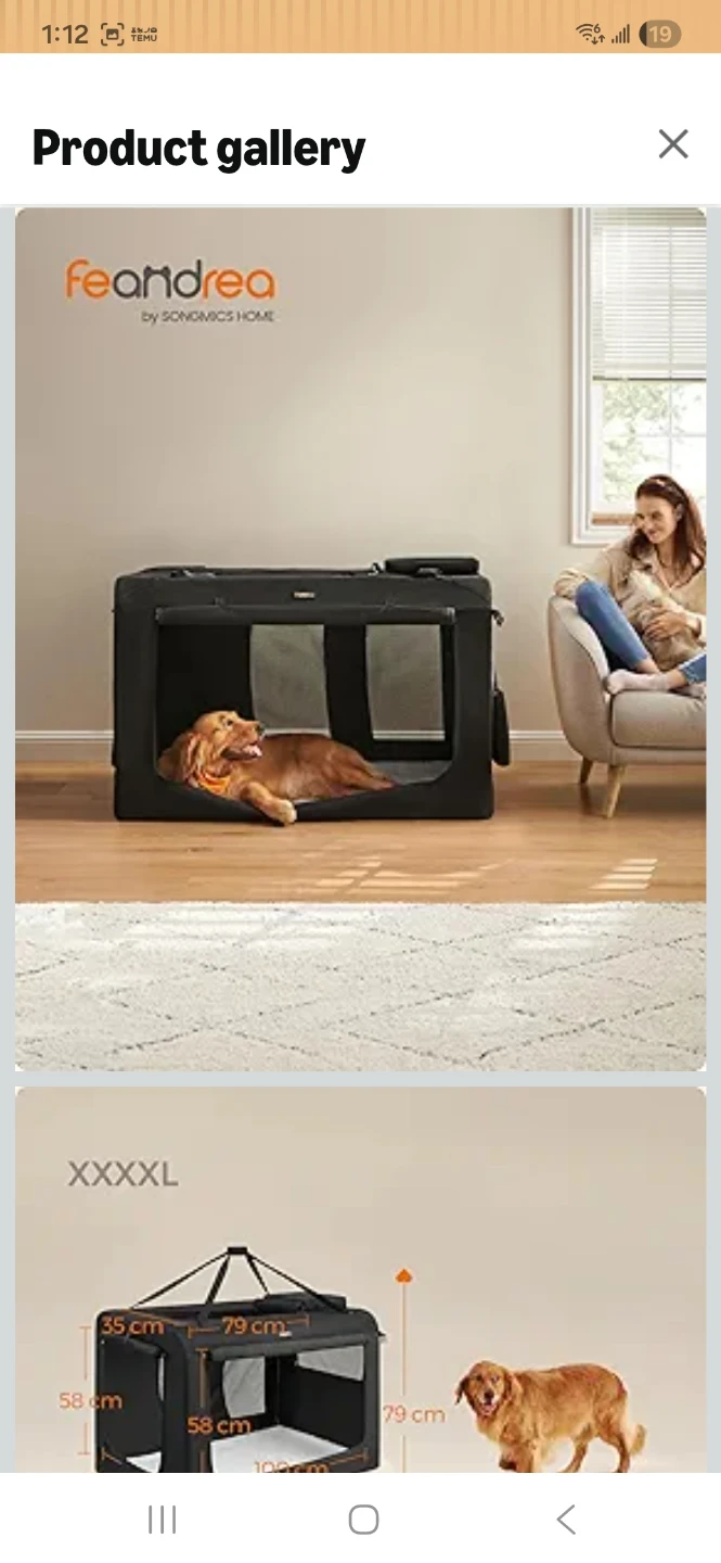 Feandrea Cat Dog Carrier Bag Foldable Pet Crate XXXL - photo 2