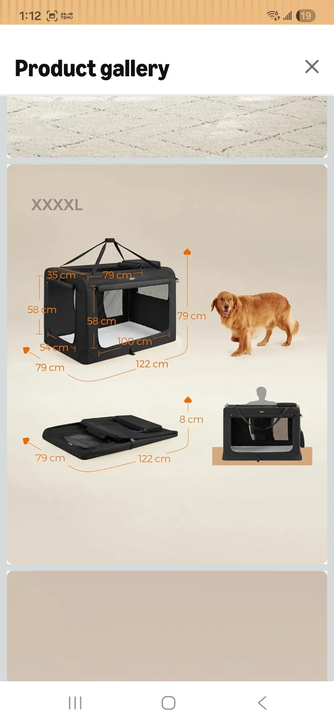 Feandrea Cat Dog Carrier Bag Foldable Pet Crate XXXL - photo 3