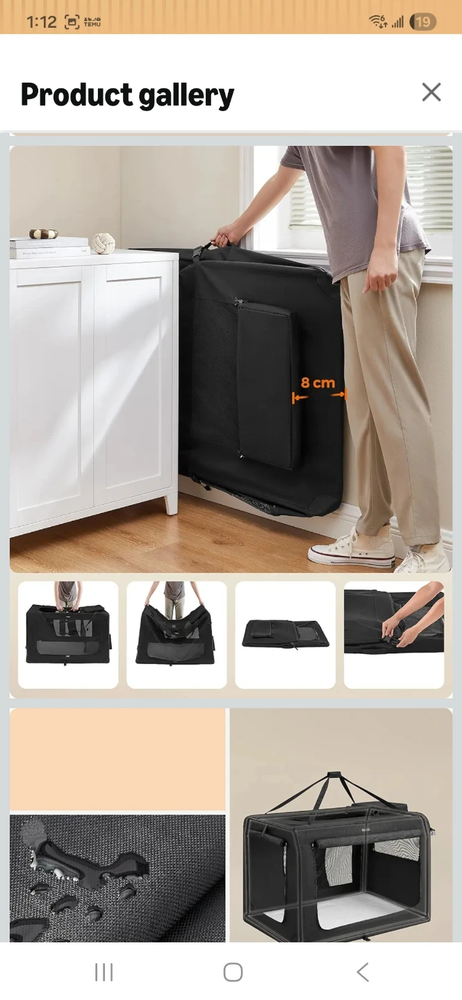 Feandrea Cat Dog Carrier Bag Foldable Pet Crate XXXL - photo 4