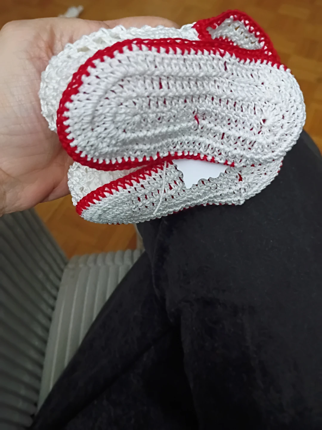 Hand-Crocheted Baby Booties - Red Maple Leaf Design - photo 2