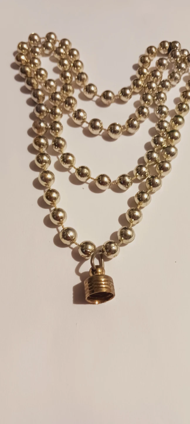 Silver Tone Beaded Necklace with Bell Pendant - photo 2