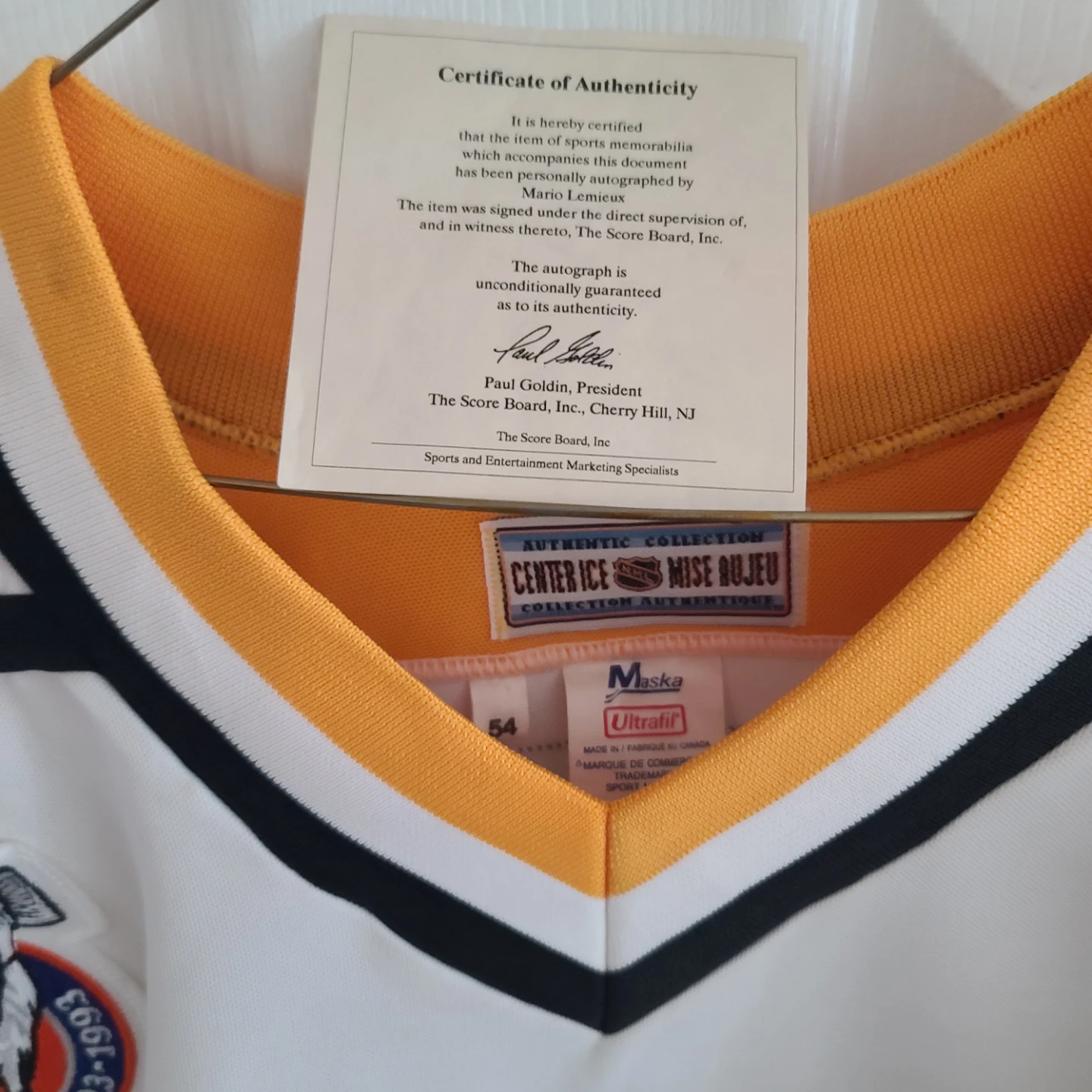 Penguins Mario Lemieux Autographed Hockey Jersey Size 54