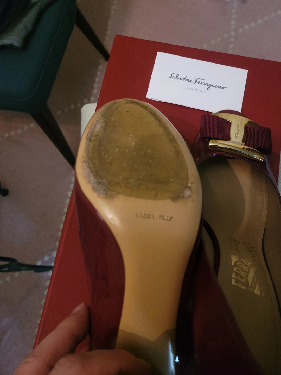 Salvatore Ferragamo Women's Red Patent Leather Heels Size 6.5 D - photo 3