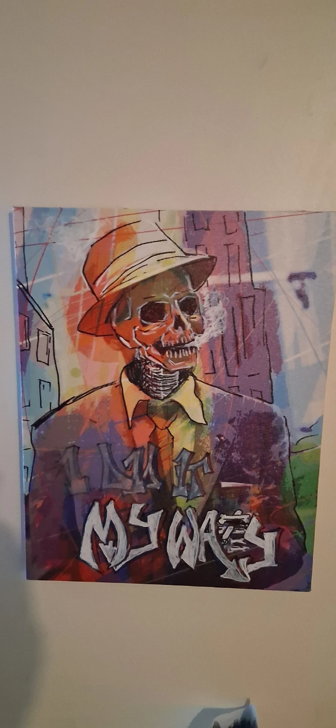 Art print + hand paint. $inatra Skeleton "My Way"